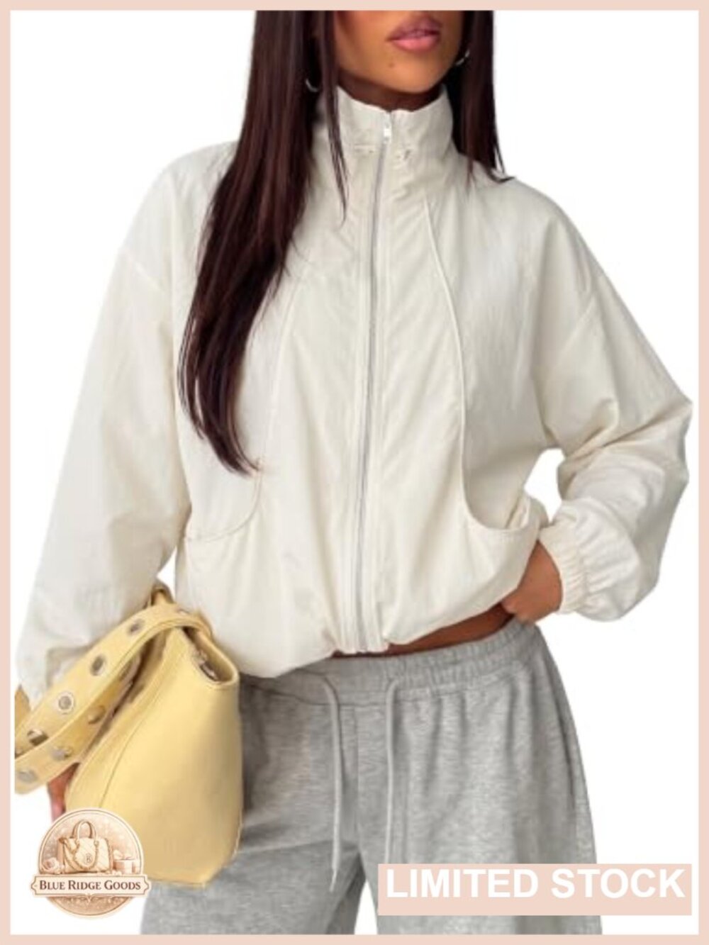Lightweight Oversized Cropped Full Zip Dolman Sleeve Workout Jacket